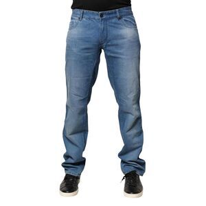 Verri Washed Cotton Skinny Fit Denim Jeans Men Light Blue Bottoms